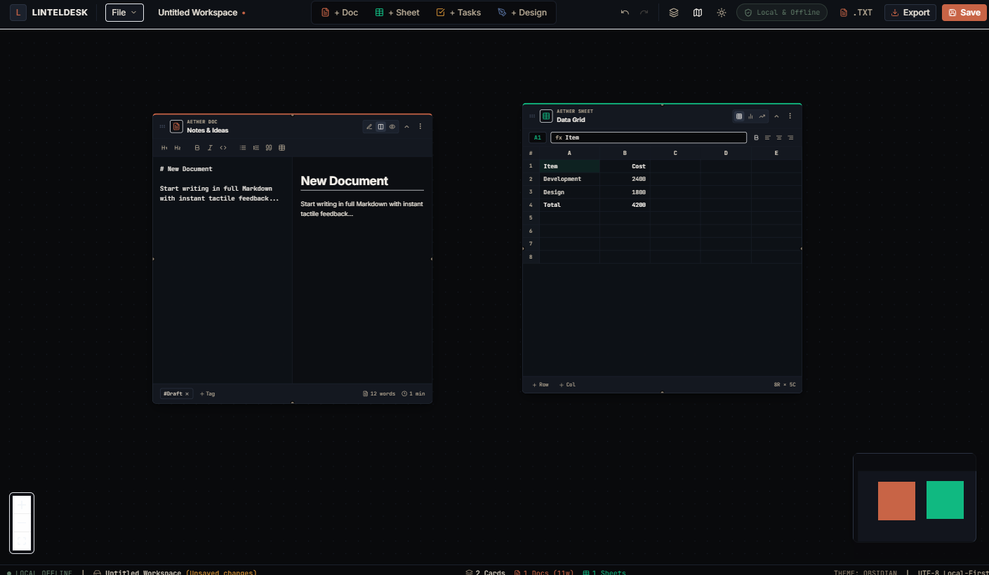 LintelDesk Workstation Interface